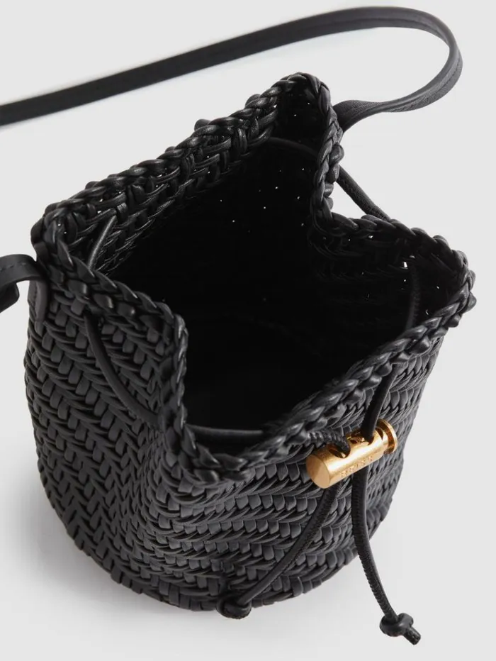REISS Bags and Purses Women Woven Leather Bucket Bag Black