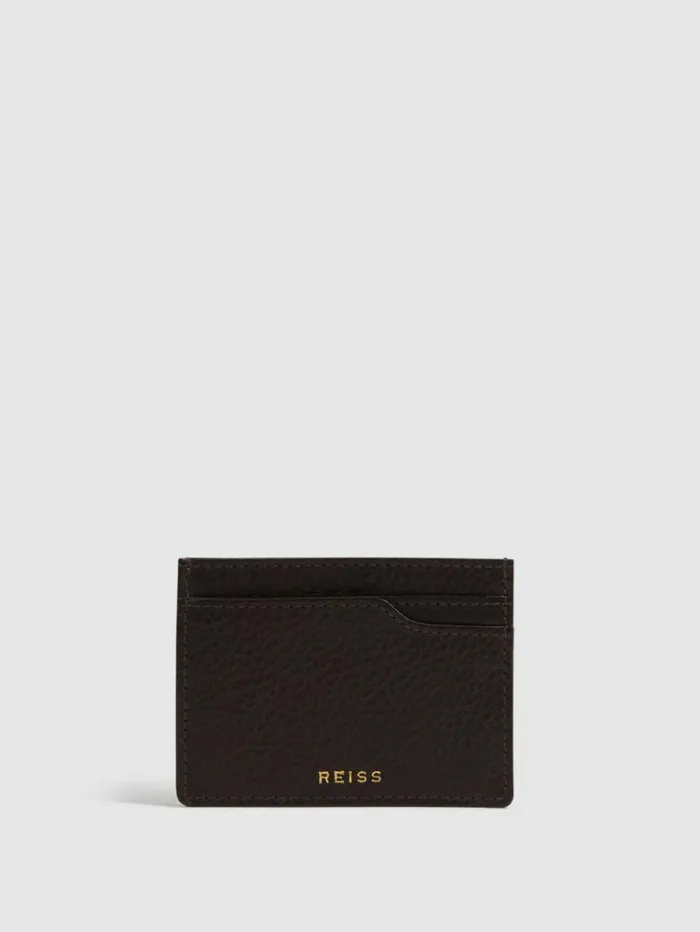 REISS Bags Men Leather Card Holder Chocolate