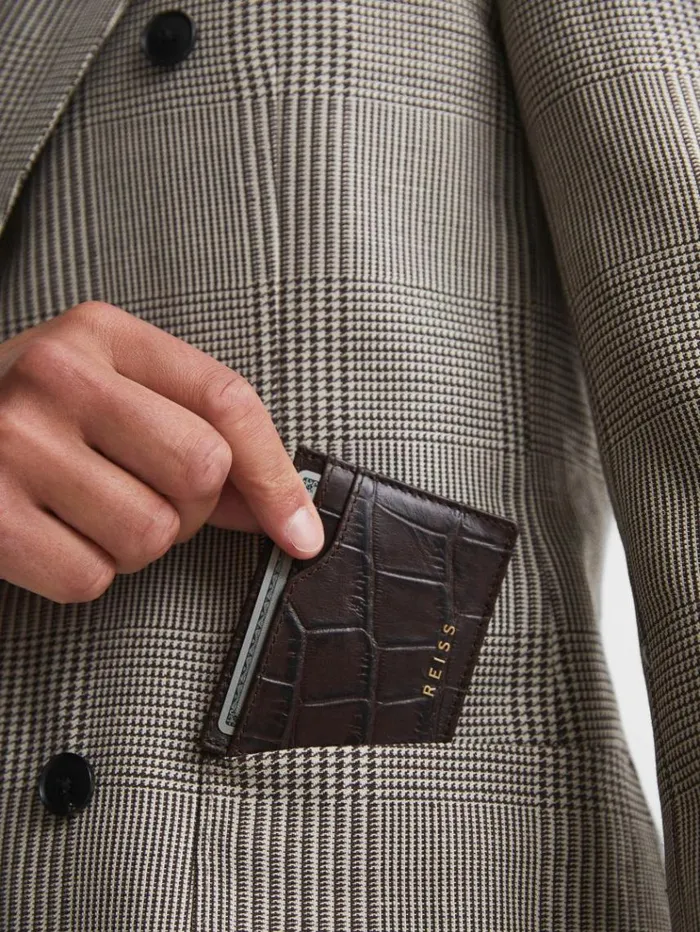REISS Bags Men Leather Card Holder Chocolate