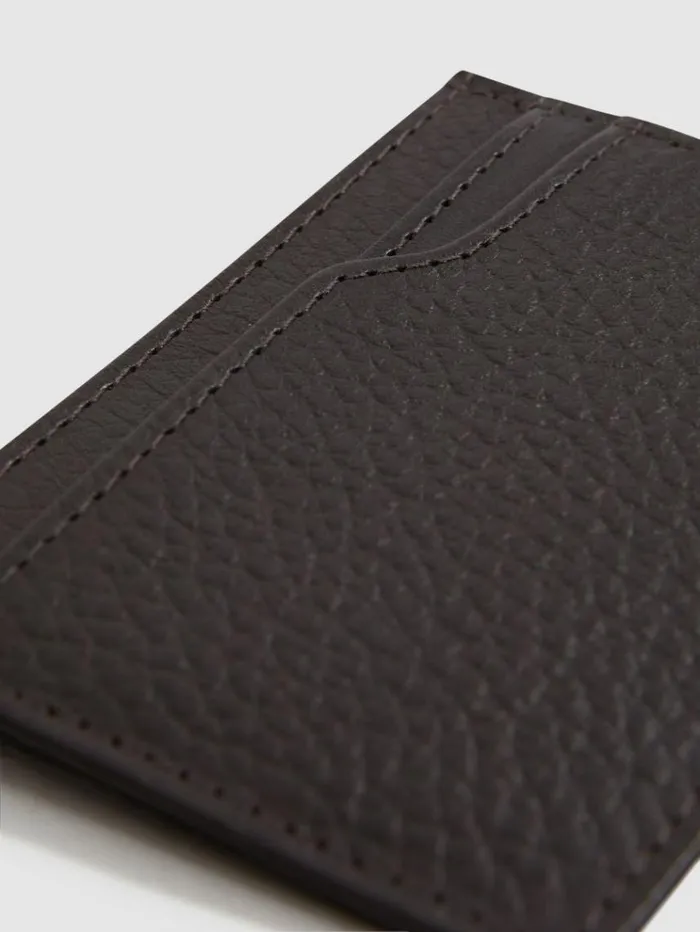 REISS Bags Men Leather Card Holder Chocolate