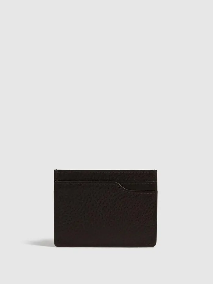 REISS Bags Men Leather Card Holder Chocolate