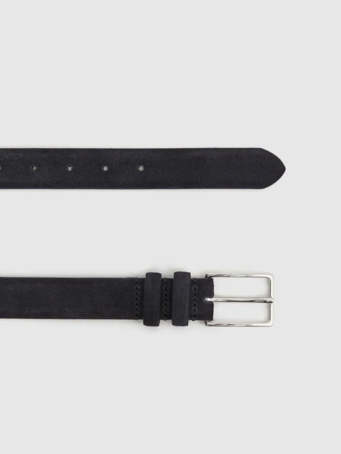 REISS Belts Men Suede Belt Navy