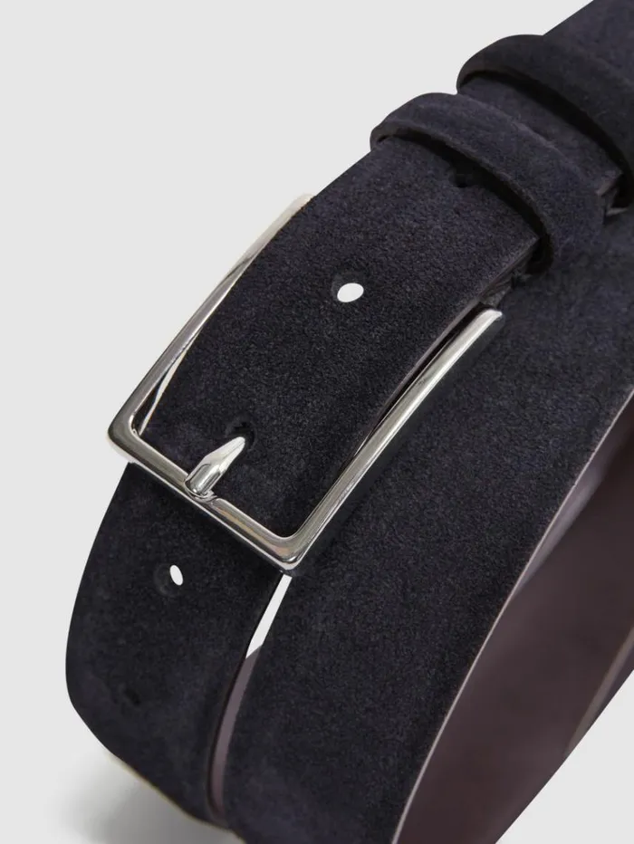 REISS Belts Men Suede Belt Navy