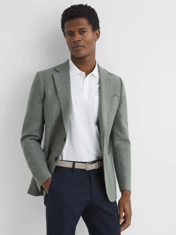 REISS Belts Men Suede Belt Stone
