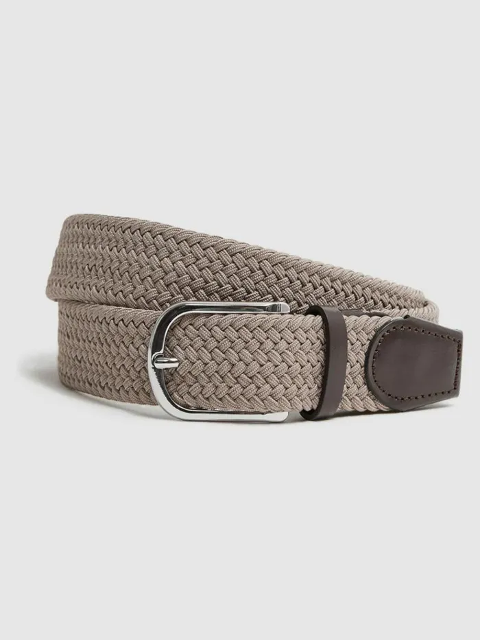 REISS Belts Men Woven Belt Stone