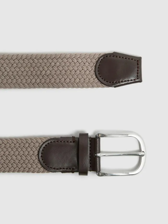 REISS Belts Men Woven Belt Stone