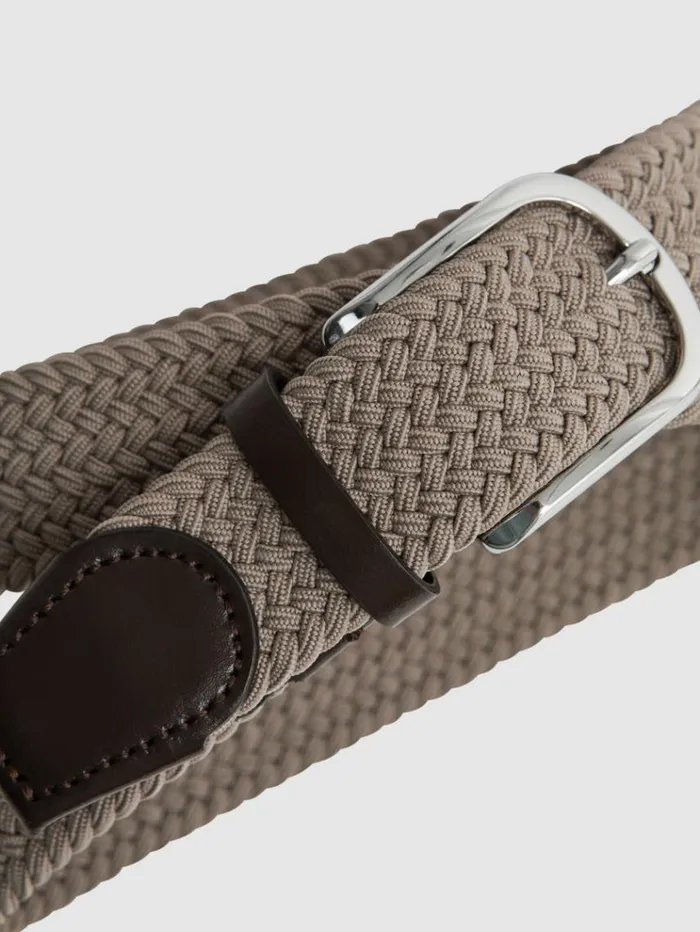 REISS Belts Men Woven Belt Stone