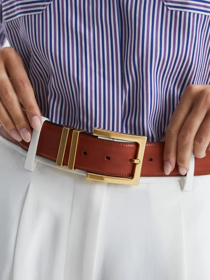 REISS Belts Women Leather Belt Tan