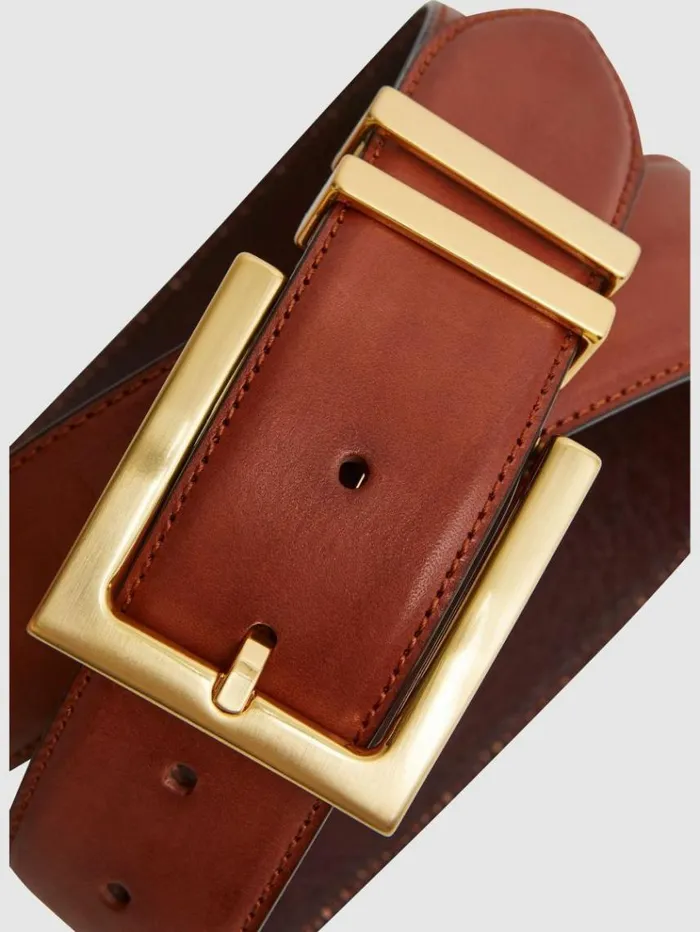 REISS Belts Women Leather Belt Tan