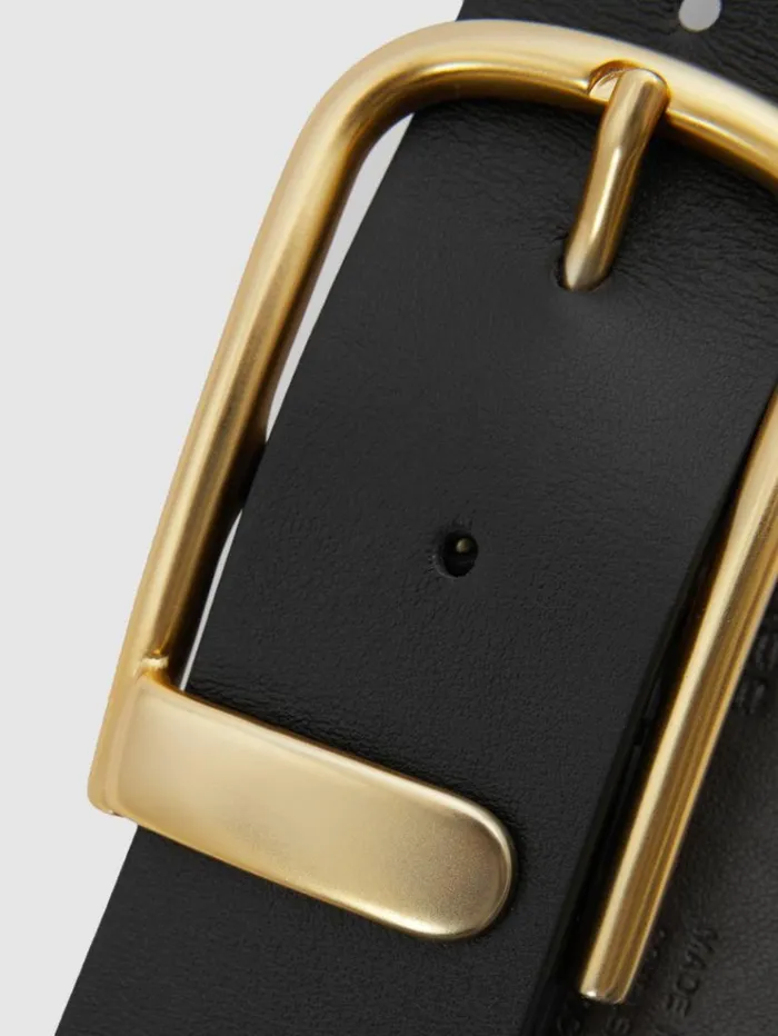 REISS Belts Women Leather Half Keeper Belt Black