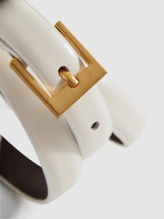 REISS Belts Women Thin Leather Belt Off White