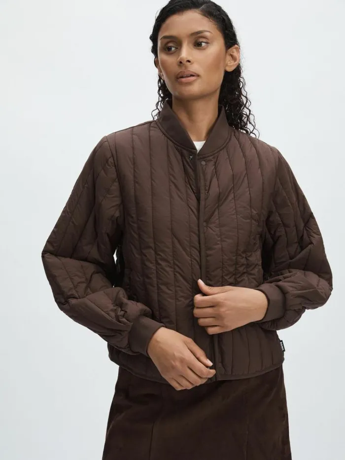 REISS Blazers and Jackets Women Rains Quilted Shell Bomber Jacket Dark Brown