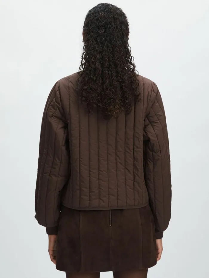 REISS Blazers and Jackets Women Rains Quilted Shell Bomber Jacket Dark Brown