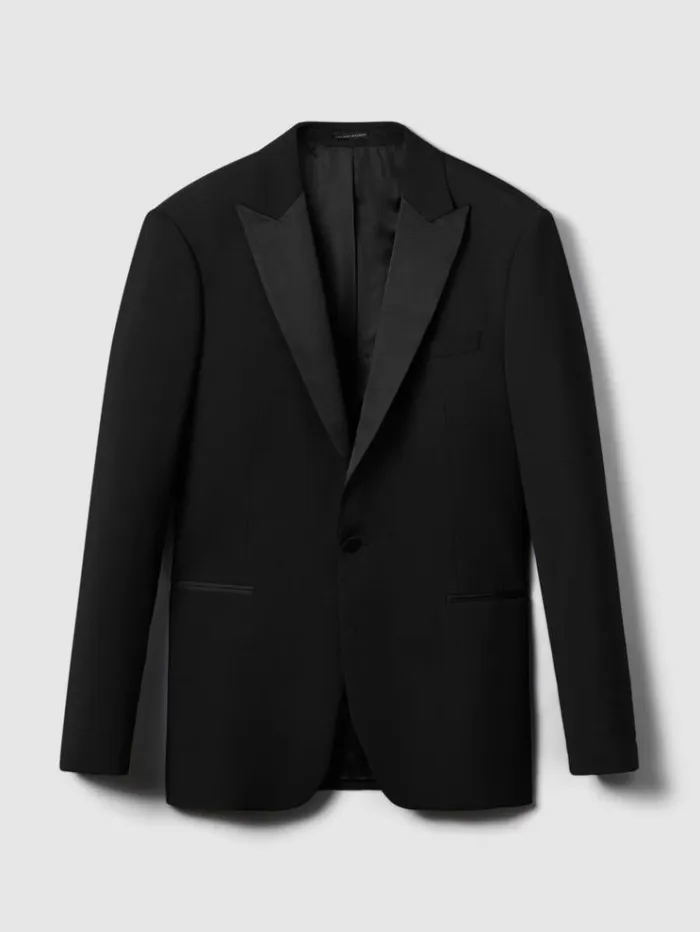 REISS Blazers Men Modern Fit Single Breasted Tuxedo Jacket Black