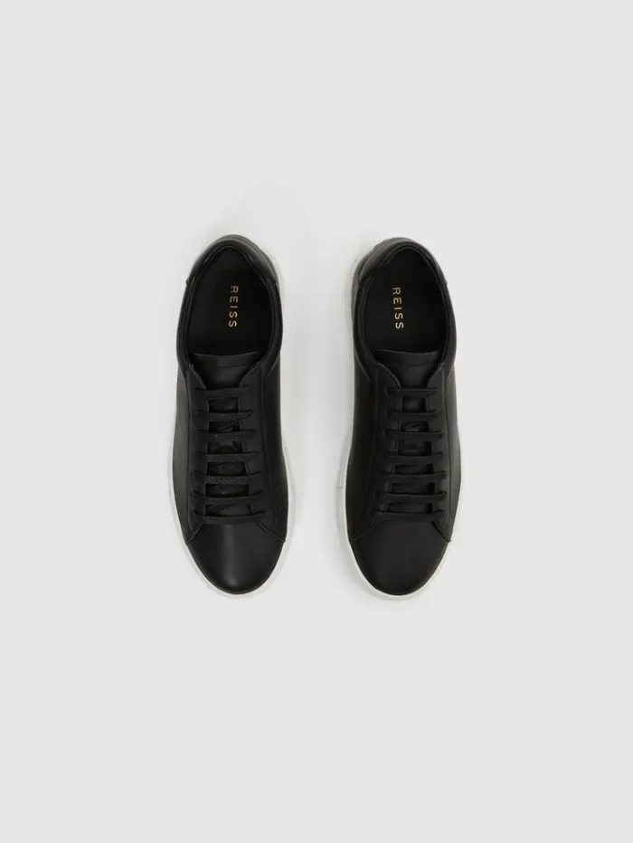 REISS Casual Shoes Men Leather Trainers Black