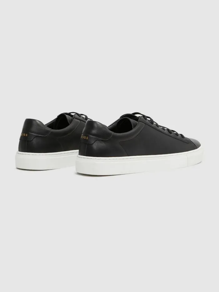 REISS Casual Shoes Men Leather Trainers Black