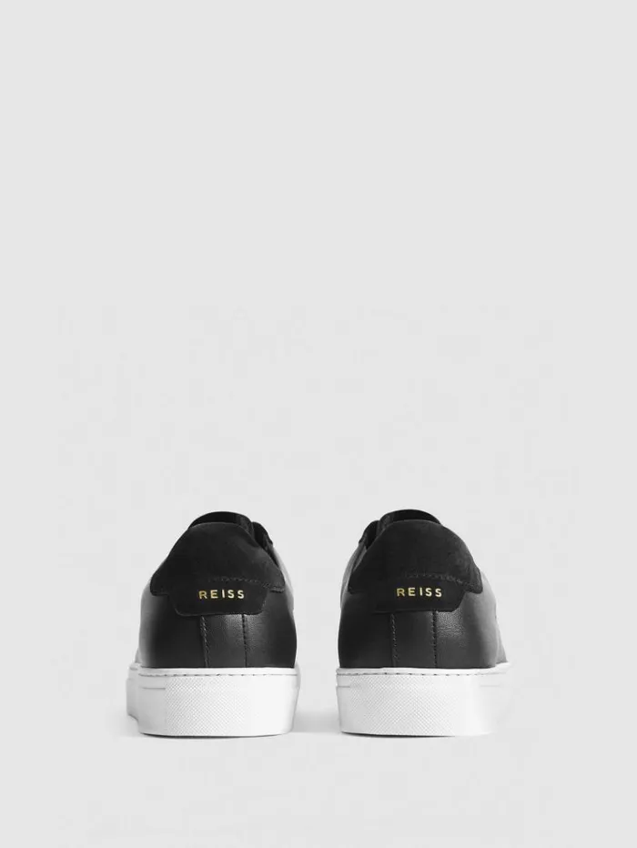 REISS Casual Shoes Men Leather Trainers Black