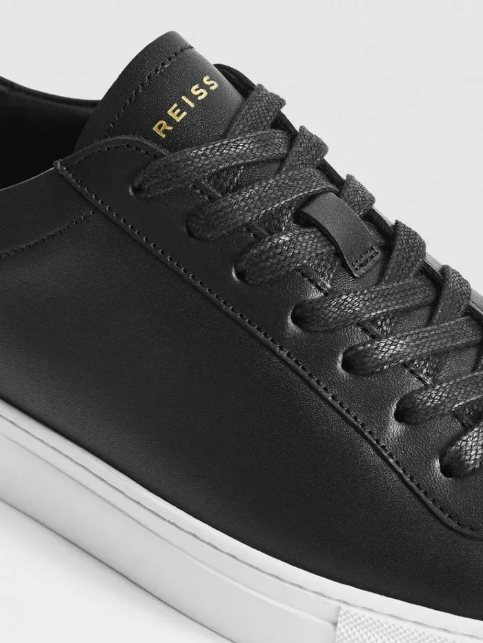 REISS Casual Shoes Men Leather Trainers Black