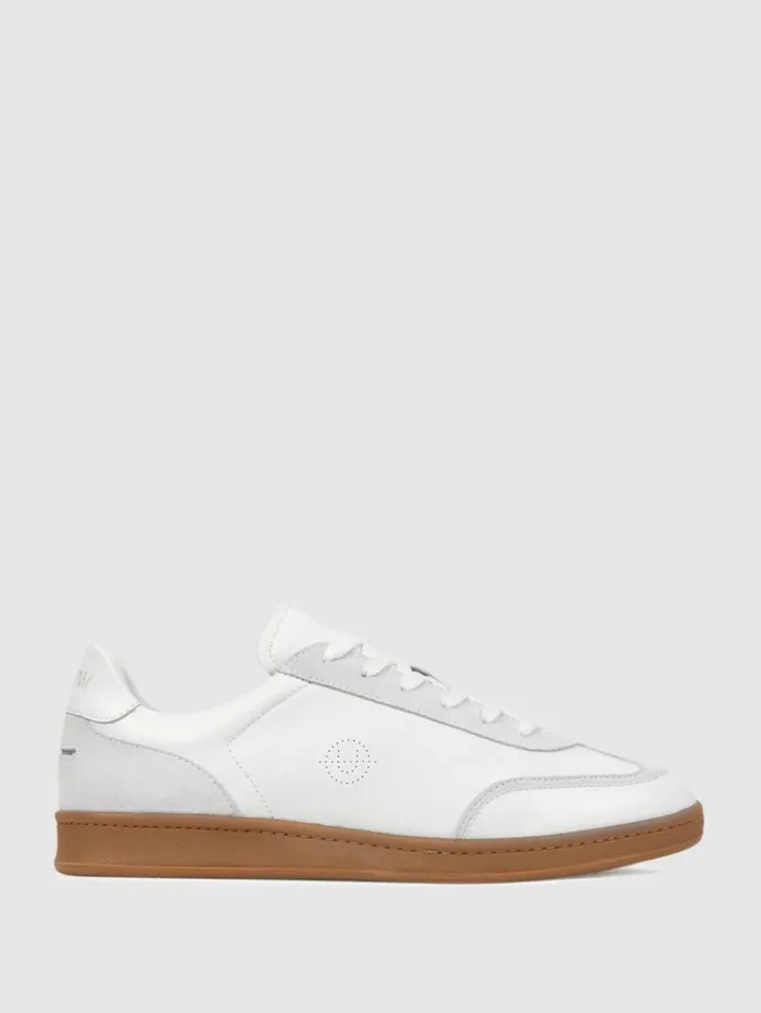 REISS Casual Shoes Men Unseen Footwear Leather Suede Trainers White