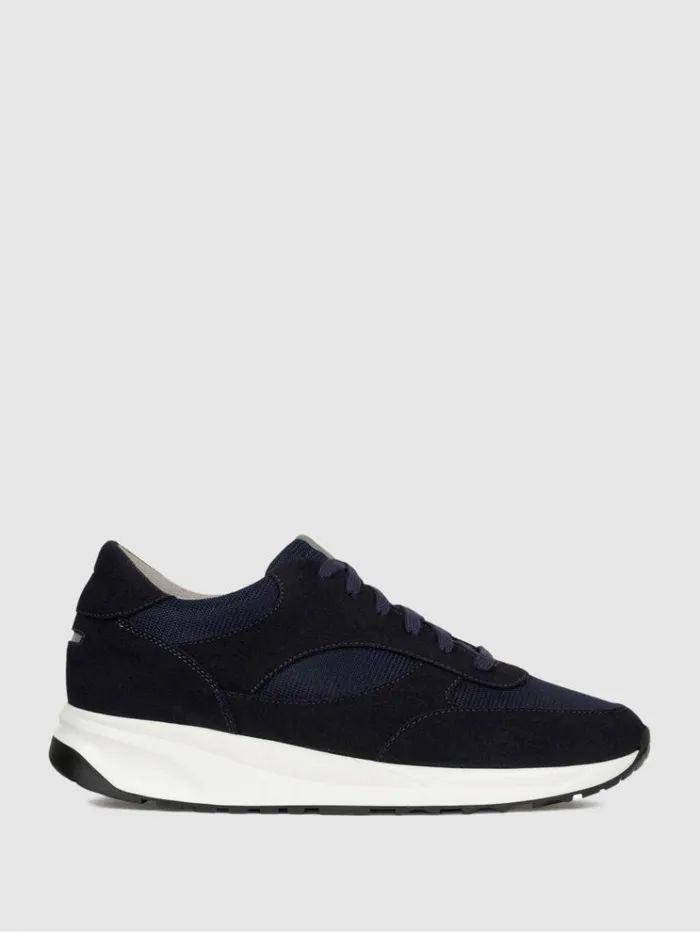 REISS Casual Shoes Men Unseen Footwear Suede And Mesh Rozel Trainers Navy