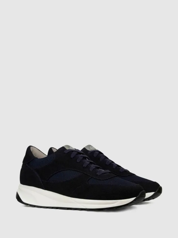 REISS Casual Shoes Men Unseen Footwear Suede And Mesh Rozel Trainers Navy