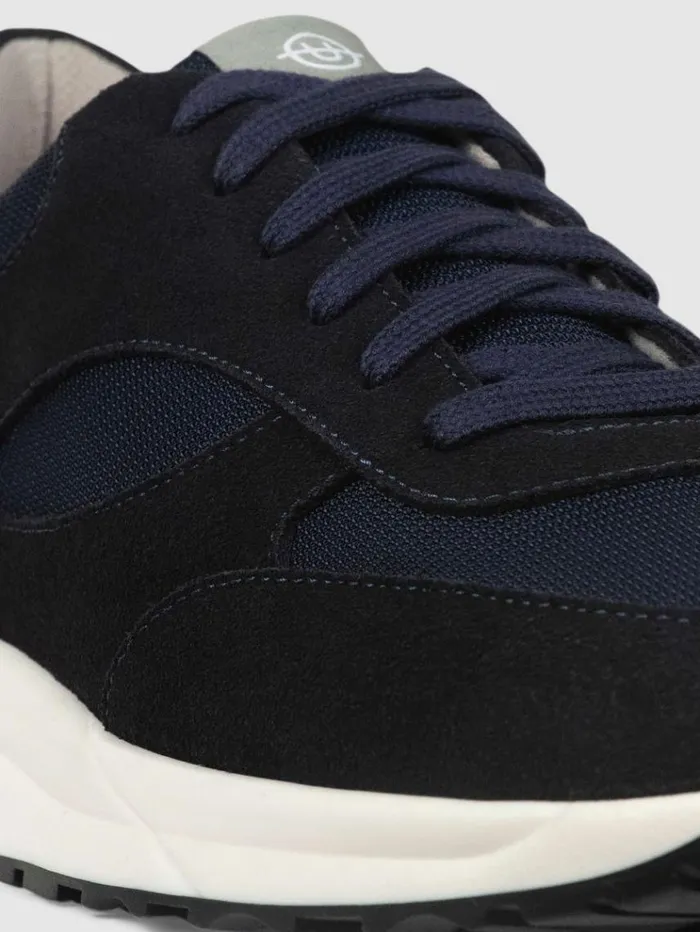 REISS Casual Shoes Men Unseen Footwear Suede And Mesh Rozel Trainers Navy