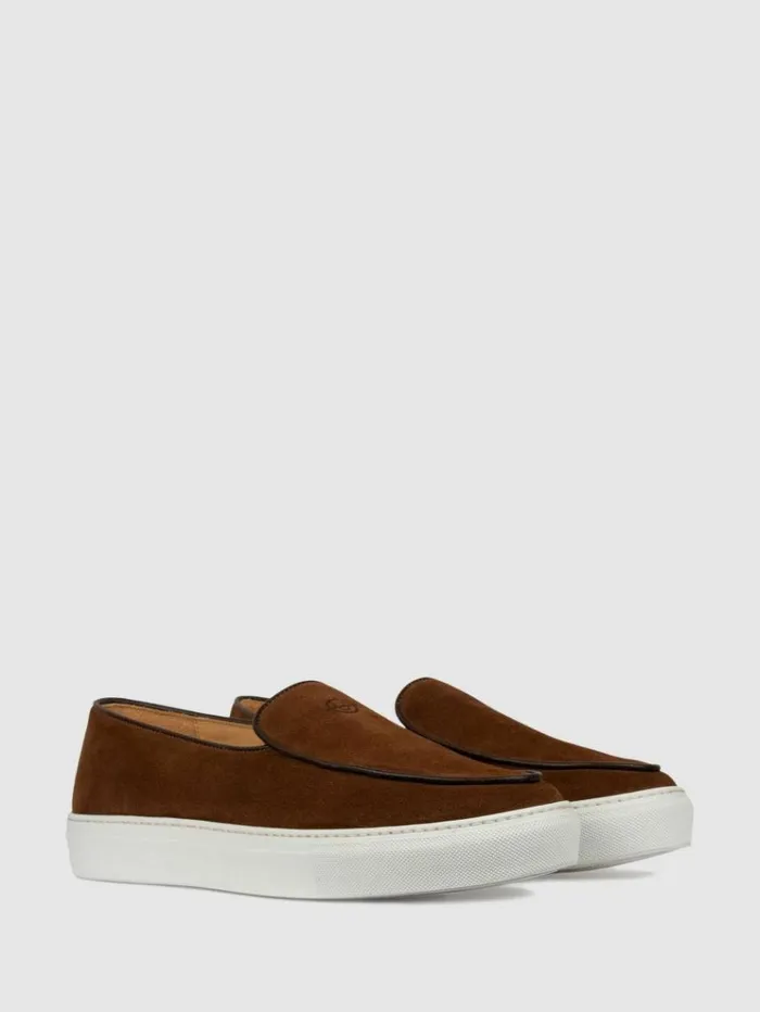 REISS Casual Shoes Men Unseen Footwear Suede Georgetown Trainers Brownwhite