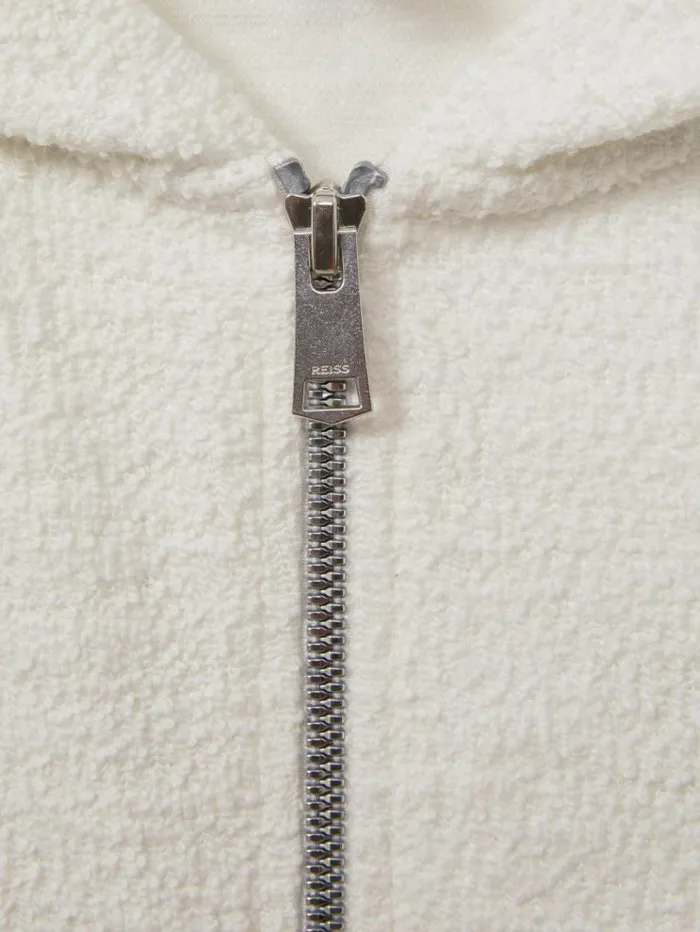 REISS CoOrds Children Cotton Blend Boucle Hoodie And Joggers Set Cream