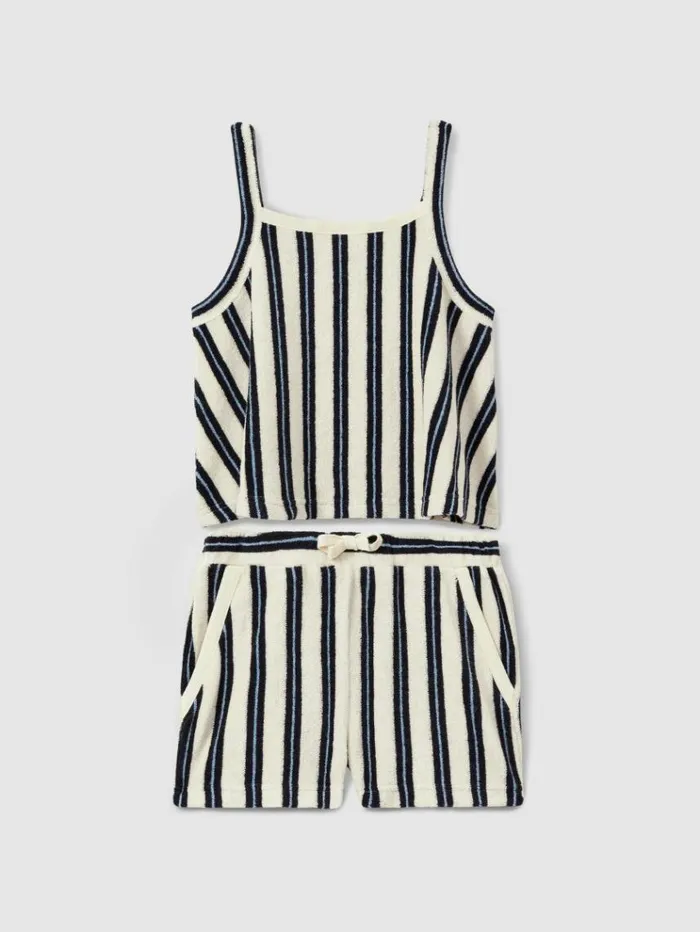 REISS CoOrds Children Towelling Vest Top And Shorts Set Navy