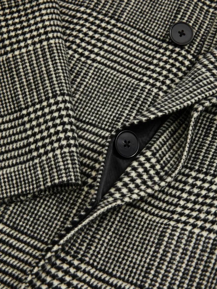 REISS Coats and Jackets Men Checked WoolBlend Car Coat Blackwhite