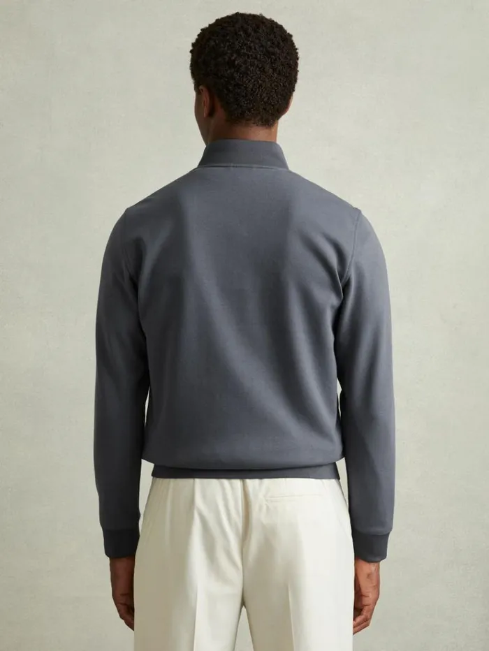 REISS Coats and Jackets Men Hybrid Quilt And Knit ZipThrough Jacket Airforce Blue