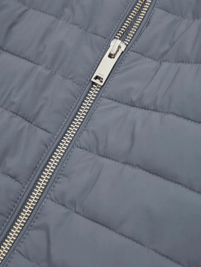 REISS Coats and Jackets Men Hybrid Quilt And Knit ZipThrough Jacket Airforce Blue