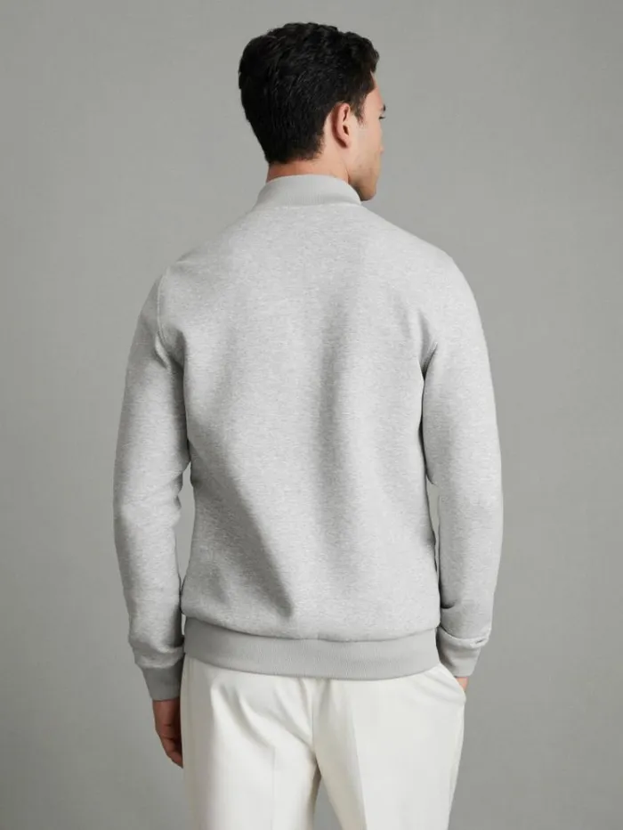 REISS Coats and Jackets Men Hybrid Quilt And Knit ZipThrough Jacket Soft Grey Melange