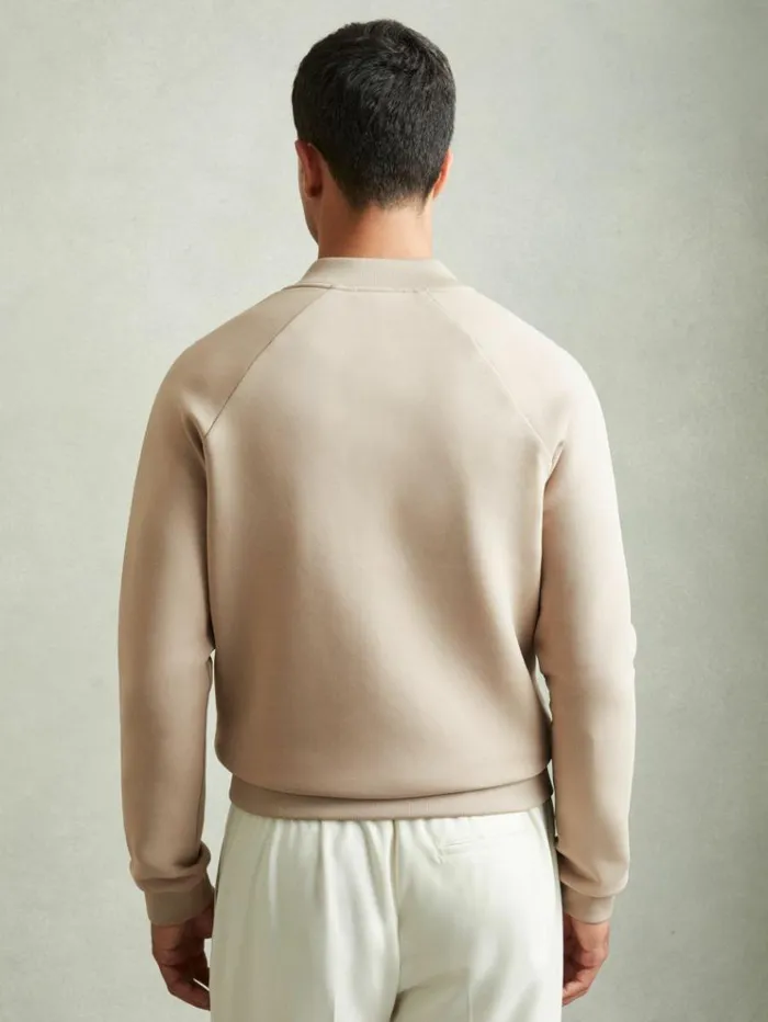 REISS Coats and Jackets Men Hybrid Quilt RaglanSleeve Bomber Jacket Biscuit Brown
