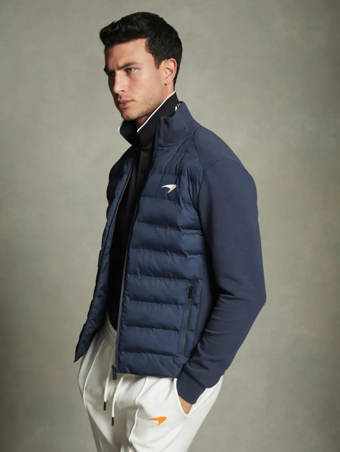 REISS Coats and Jackets Men McLaren F1 Hybrid Quilt And Jersey Jacket Airforce Blue REISS Coats and Jackets Men McLaren F1 Hybrid Quilt And Jersey Jacket Airforce Blue