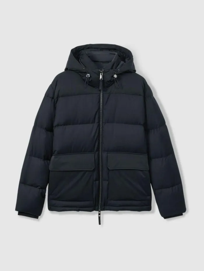 REISS Coats and Jackets Men Patch Pocket Quilted Puffer Jacket Navy