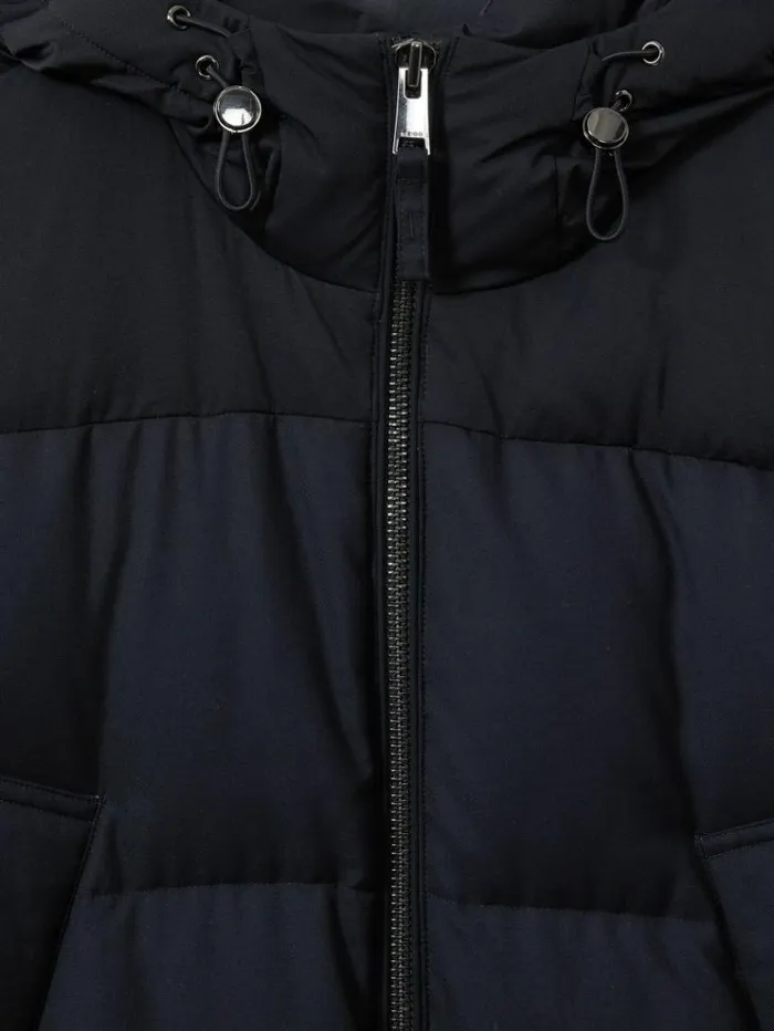 REISS Coats and Jackets Men Quilted Longline Puffer Jacket Navy