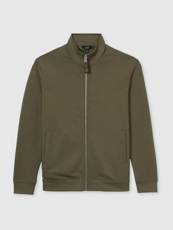 REISS Coats and Jackets Men Zipped interlockJersey Top Sage Green