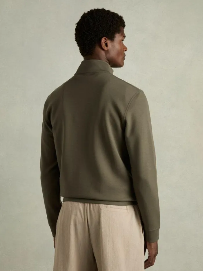 REISS Coats and Jackets Men Zipped interlockJersey Top Sage Green
