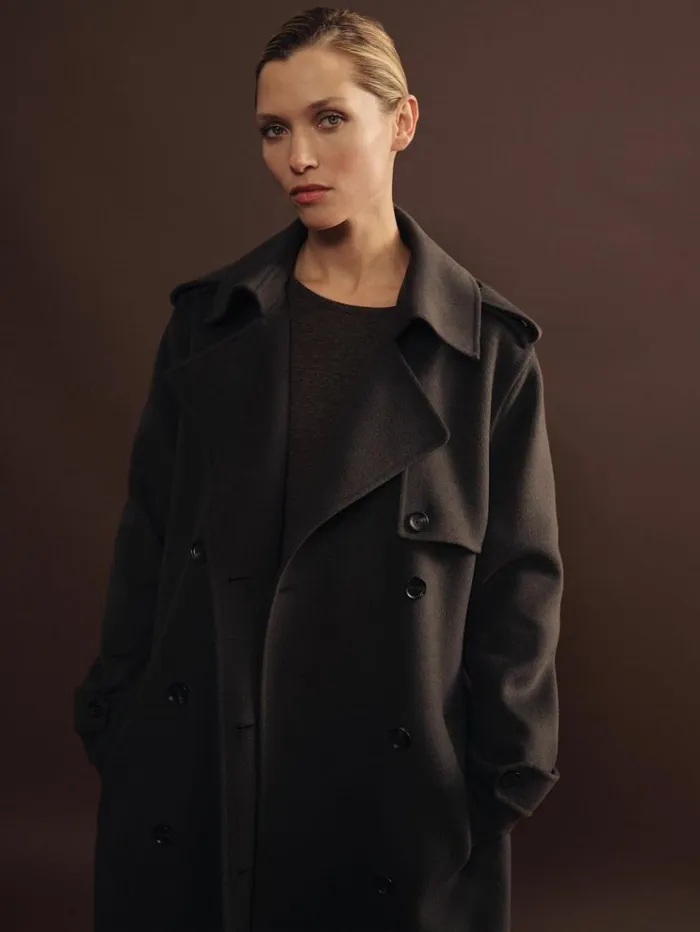REISS Coats and Jackets Women Atelier Wool And Cashmere Trench Coat Charcoal