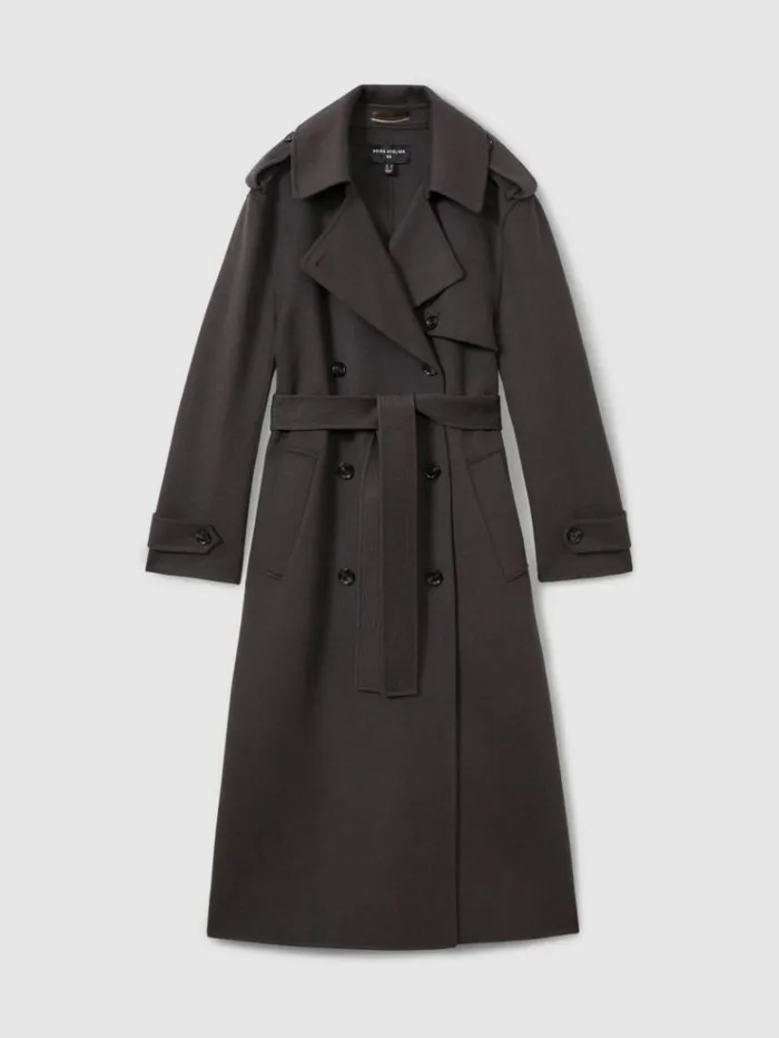REISS Coats and Jackets Women Atelier Wool And Cashmere Trench Coat Charcoal