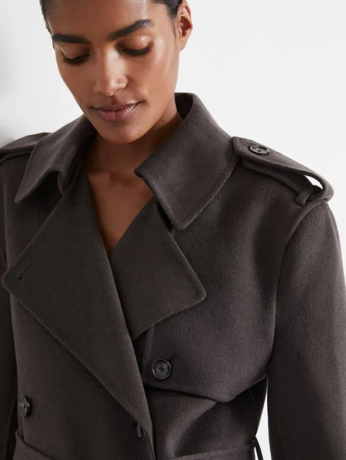 REISS Coats and Jackets Women Atelier Wool And Cashmere Trench Coat Charcoal