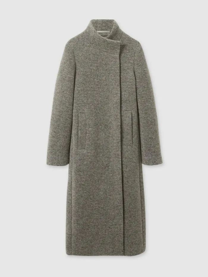 REISS Coats and Jackets Women Knitted FunnelNeck Coat Grey