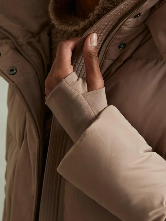 REISS Coats and Jackets Women Longline Hooded Puffer Coat Mink Neutral