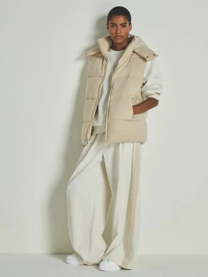 REISS Coats and Jackets Women Reiss Les 100 Ciels BrushedCashmere Down Gilet Stone REISS Coats and Jackets Women Reiss Les 100 Ciels BrushedCashmere Down Gilet Stone