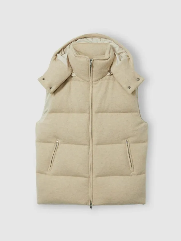 REISS Coats and Jackets Women Reiss Les 100 Ciels BrushedCashmere Down Gilet Stone