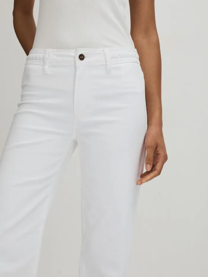 REISS Denim Women Paige Braided Waist Wide Leg Jeans Crisp White