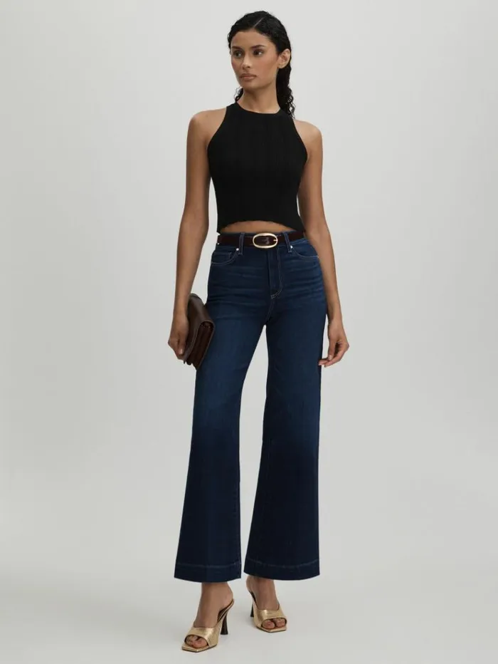 REISS Denim Women Paige Flared Cropped Jeans Symbolism Blue