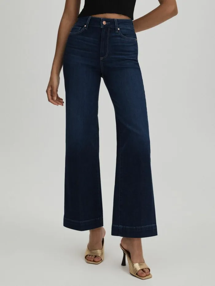 REISS Denim Women Paige Flared Cropped Jeans Symbolism Blue