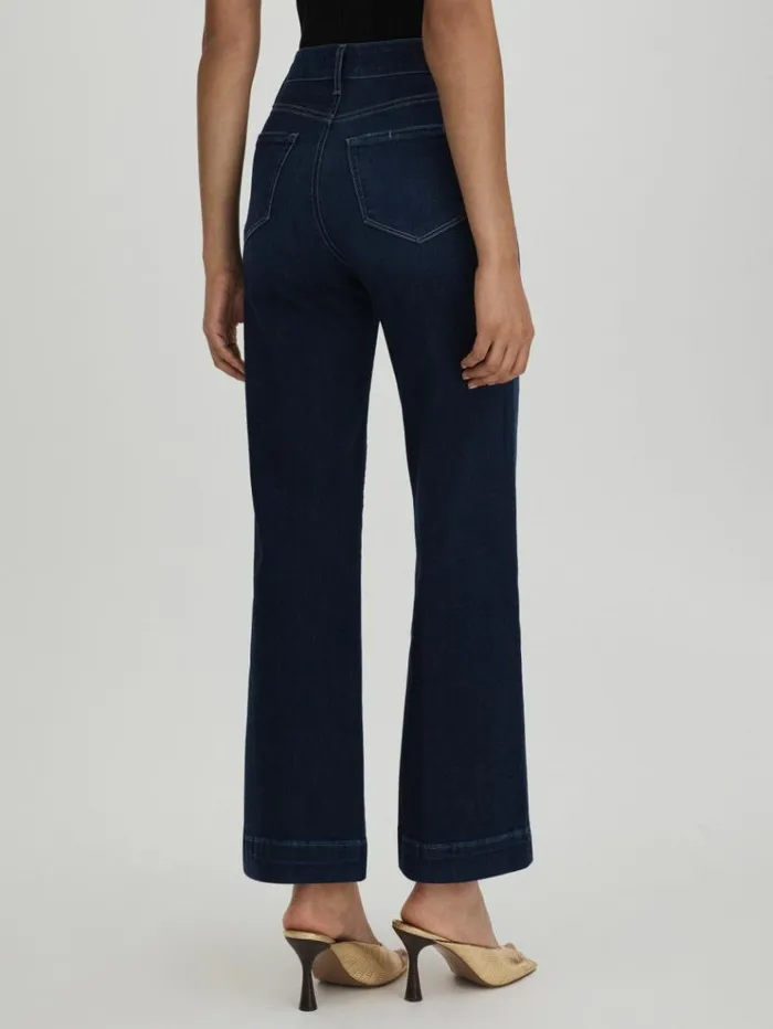 REISS Denim Women Paige Flared Cropped Jeans Symbolism Blue